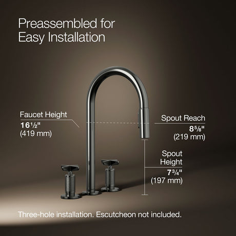 Billet® Pull-down kitchen sink faucet with two-function sprayhead