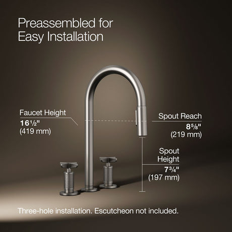 Billet® Pull-down kitchen sink faucet with two-function sprayhead
