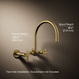 Billet® Two-hole wall-mount bridge kitchen sink faucet