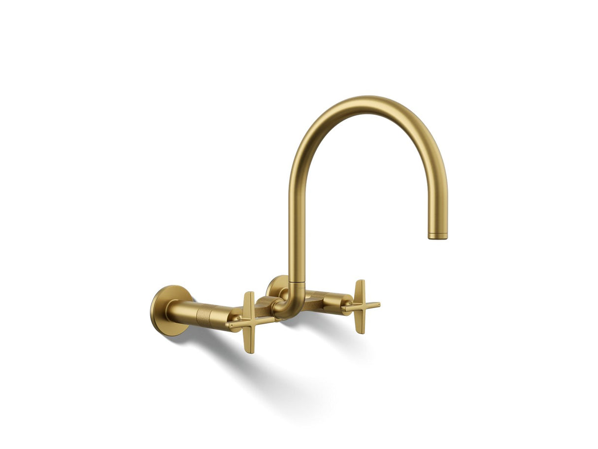 Billet® Two-hole wall-mount bridge kitchen sink faucet