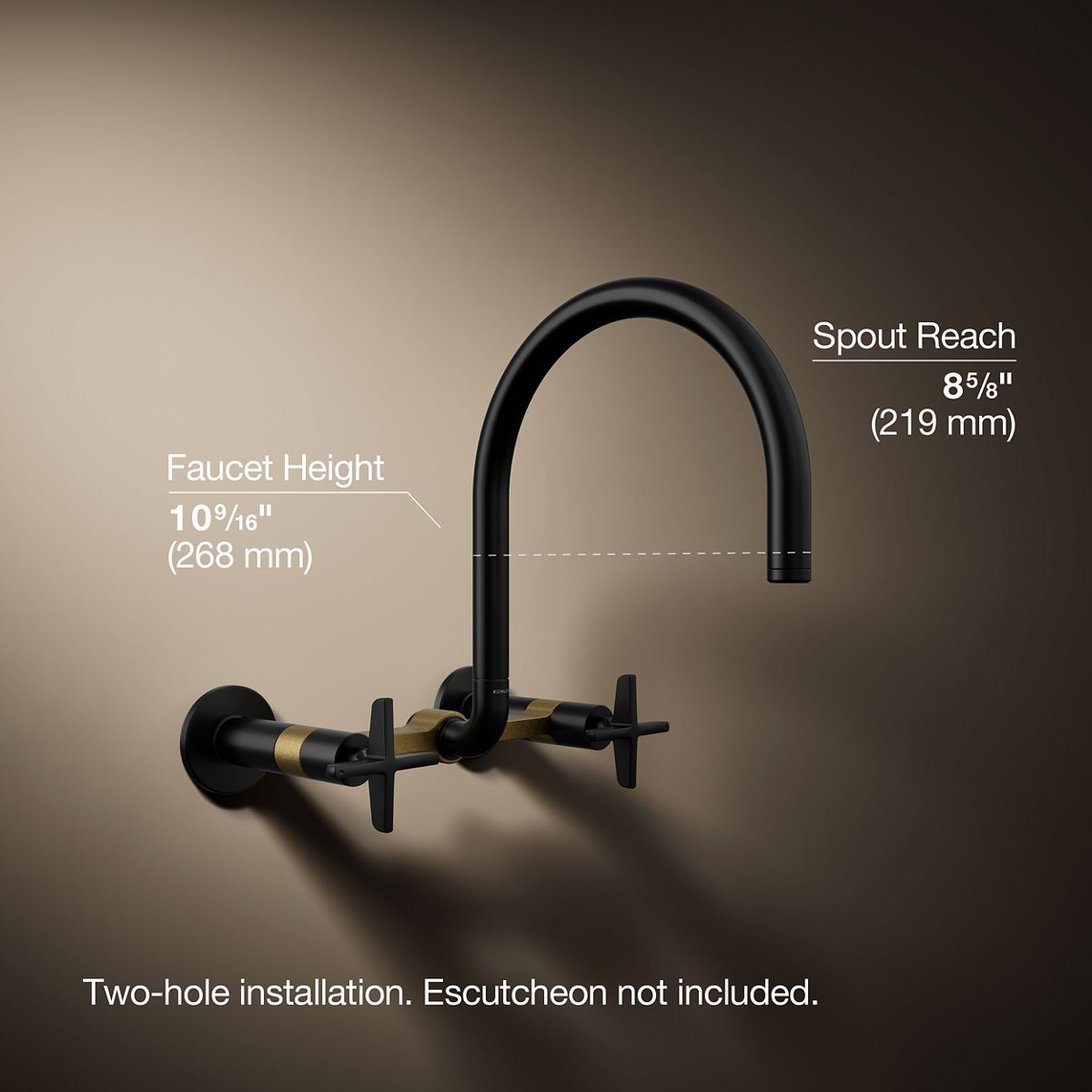 Billet® Two-hole wall-mount bridge kitchen sink faucet