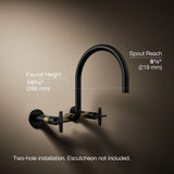 Billet® Two-hole wall-mount bridge kitchen sink faucet