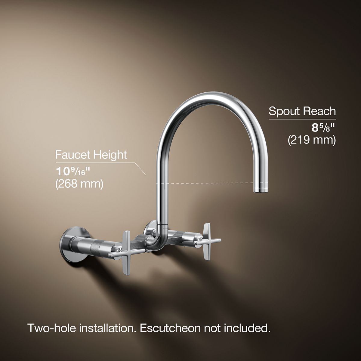 Billet® Two-hole wall-mount bridge kitchen sink faucet