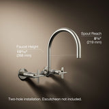 Billet® Two-hole wall-mount bridge kitchen sink faucet