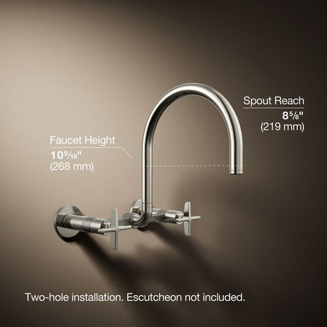 Billet® Two-hole wall-mount bridge kitchen sink faucet