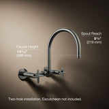 Billet® Two-hole wall-mount bridge kitchen sink faucet