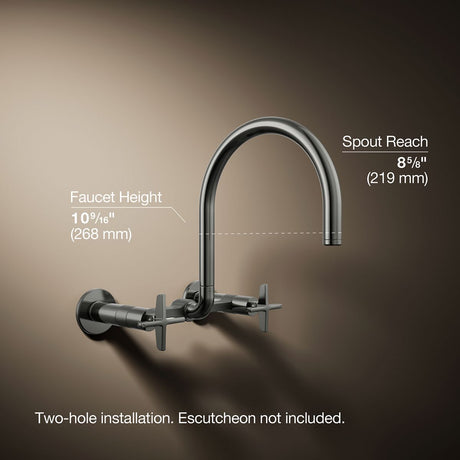 Billet® Two-hole wall-mount bridge kitchen sink faucet