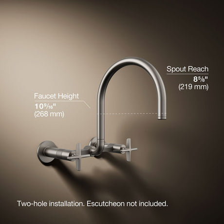 Billet® Two-hole wall-mount bridge kitchen sink faucet