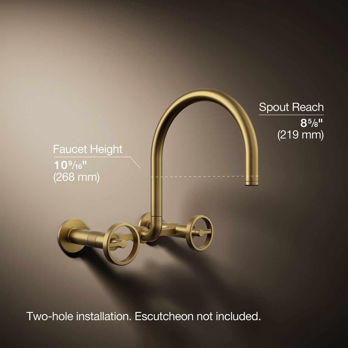 Billet® Two-hole wall-mount bridge kitchen sink faucet