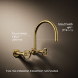 Billet® Two-hole wall-mount bridge kitchen sink faucet