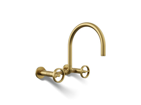 Billet® Two-hole wall-mount bridge kitchen sink faucet