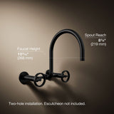 Billet® Two-hole wall-mount bridge kitchen sink faucet