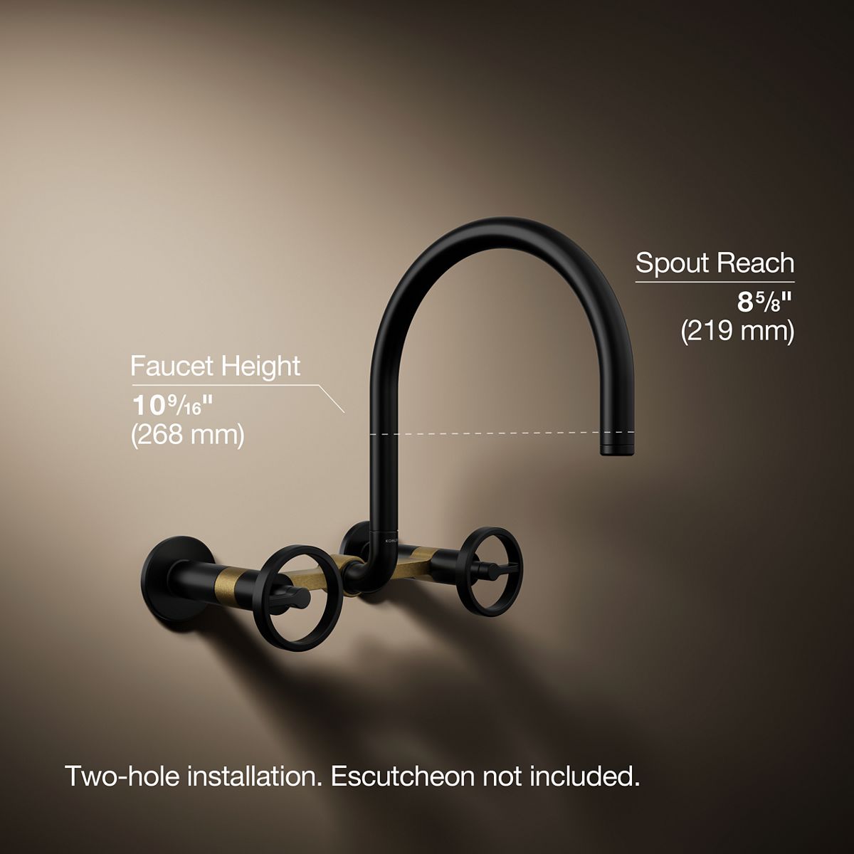 Billet® Two-hole wall-mount bridge kitchen sink faucet