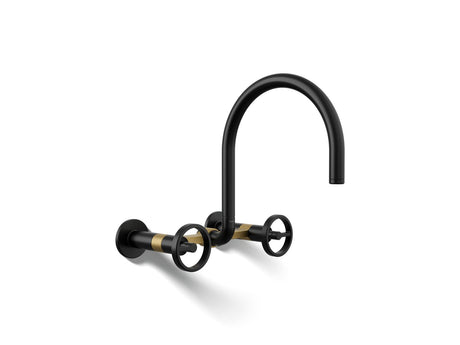 Billet® Two-hole wall-mount bridge kitchen sink faucet