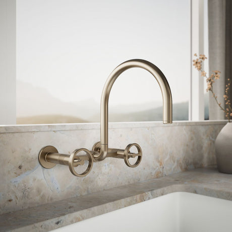 Billet® Two-hole wall-mount bridge kitchen sink faucet