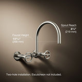 Billet® Two-hole wall-mount bridge kitchen sink faucet