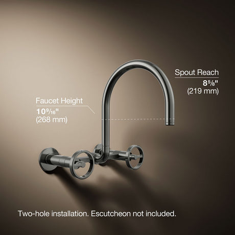 Billet® Two-hole wall-mount bridge kitchen sink faucet