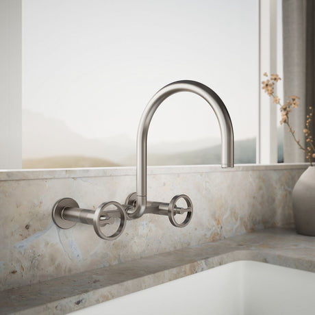 Billet® Two-hole wall-mount bridge kitchen sink faucet