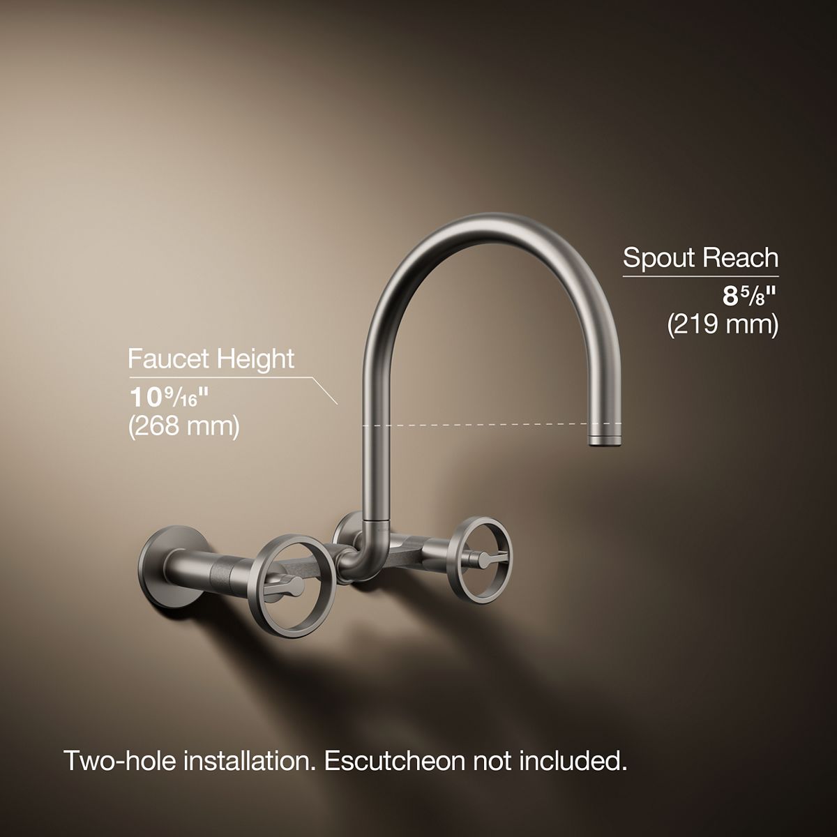 Billet® Two-hole wall-mount bridge kitchen sink faucet