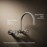 Billet® Two-hole wall-mount bridge kitchen sink faucet