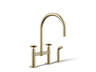 Billet® Two-hole bridge kitchen sink faucet with side sprayer