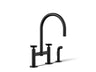 Billet® Two-hole bridge kitchen sink faucet with side sprayer