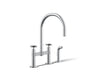 Billet® Two-hole bridge kitchen sink faucet with side sprayer