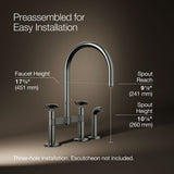 Billet® Two-hole bridge kitchen sink faucet with side sprayer