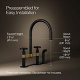 Billet® Two-hole bridge kitchen sink faucet with side sprayer