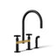 Billet® Two-hole bridge kitchen sink faucet with side sprayer