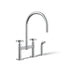 Billet® Two-hole bridge kitchen sink faucet with side sprayer
