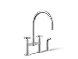 Billet® Two-hole bridge kitchen sink faucet with side sprayer