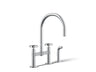 Billet® Two-hole bridge kitchen sink faucet with side sprayer