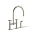 Billet® Two-hole bridge kitchen sink faucet with side sprayer