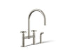 Billet® Two-hole bridge kitchen sink faucet with side sprayer