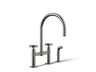 Billet® Two-hole bridge kitchen sink faucet with side sprayer