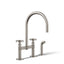 Billet® Two-hole bridge kitchen sink faucet with side sprayer
