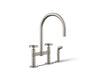 Billet® Two-hole bridge kitchen sink faucet with side sprayer