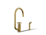 Billet® Single-handle bar sink faucet with two-function extended-reach spout and side sprayer