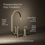 Billet® Single-handle bar sink faucet with two-function extended-reach spout and side sprayer