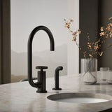 Billet® Single-handle bar sink faucet with two-function extended-reach spout and side sprayer