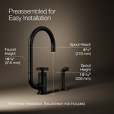 Billet® Single-handle bar sink faucet with two-function extended-reach spout and side sprayer