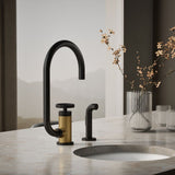 Billet® Single-handle bar sink faucet with two-function extended-reach spout and side sprayer