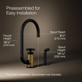 Billet® Single-handle bar sink faucet with two-function extended-reach spout and side sprayer