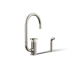Billet® Single-handle bar sink faucet with two-function extended-reach spout and side sprayer