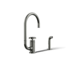 Billet® Single-handle bar sink faucet with two-function extended-reach spout and side sprayer