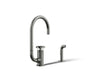 Billet® Single-handle bar sink faucet with two-function extended-reach spout and side sprayer