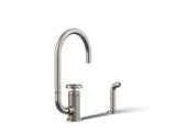 Billet® Single-handle bar sink faucet with two-function extended-reach spout and side sprayer
