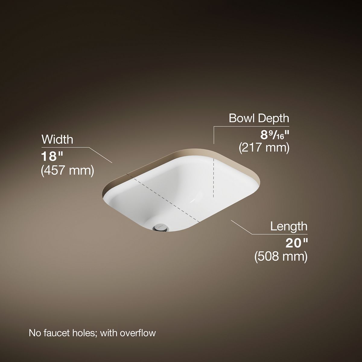 Tahoe® 20" rectangular undermount bathroom sink