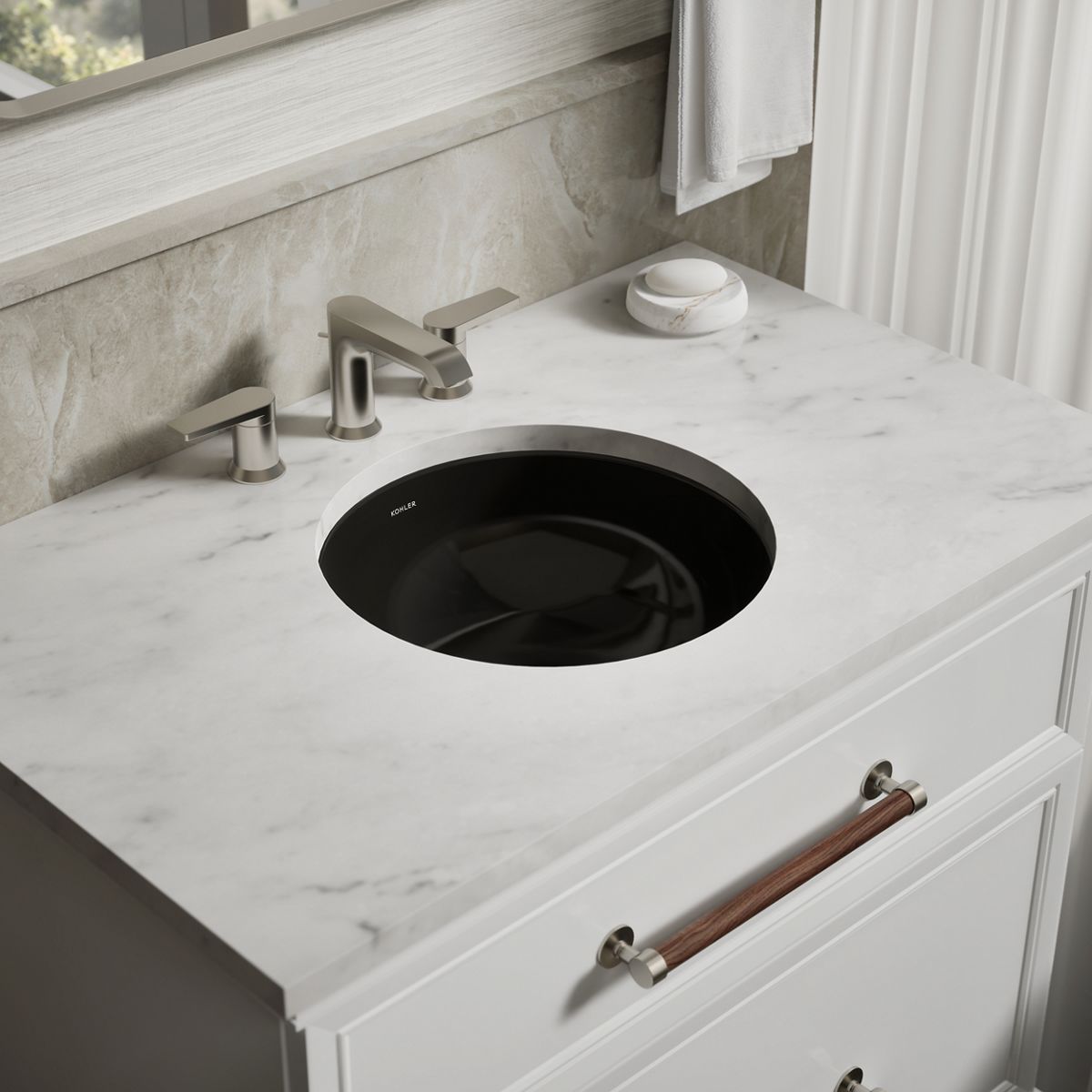 Caxton® 16-1/8" round undermount bathroom sink, no overflow